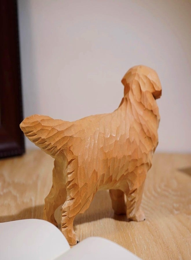 TSCVPJL Golden Retriever Figurine Handmade Carved Wooden Dog Statue, Cute Golden Retriever Gifts for Women Men, Height 4.33" Wood Dog Decor for Home Book Shelf Desktop Decoration - Image 4